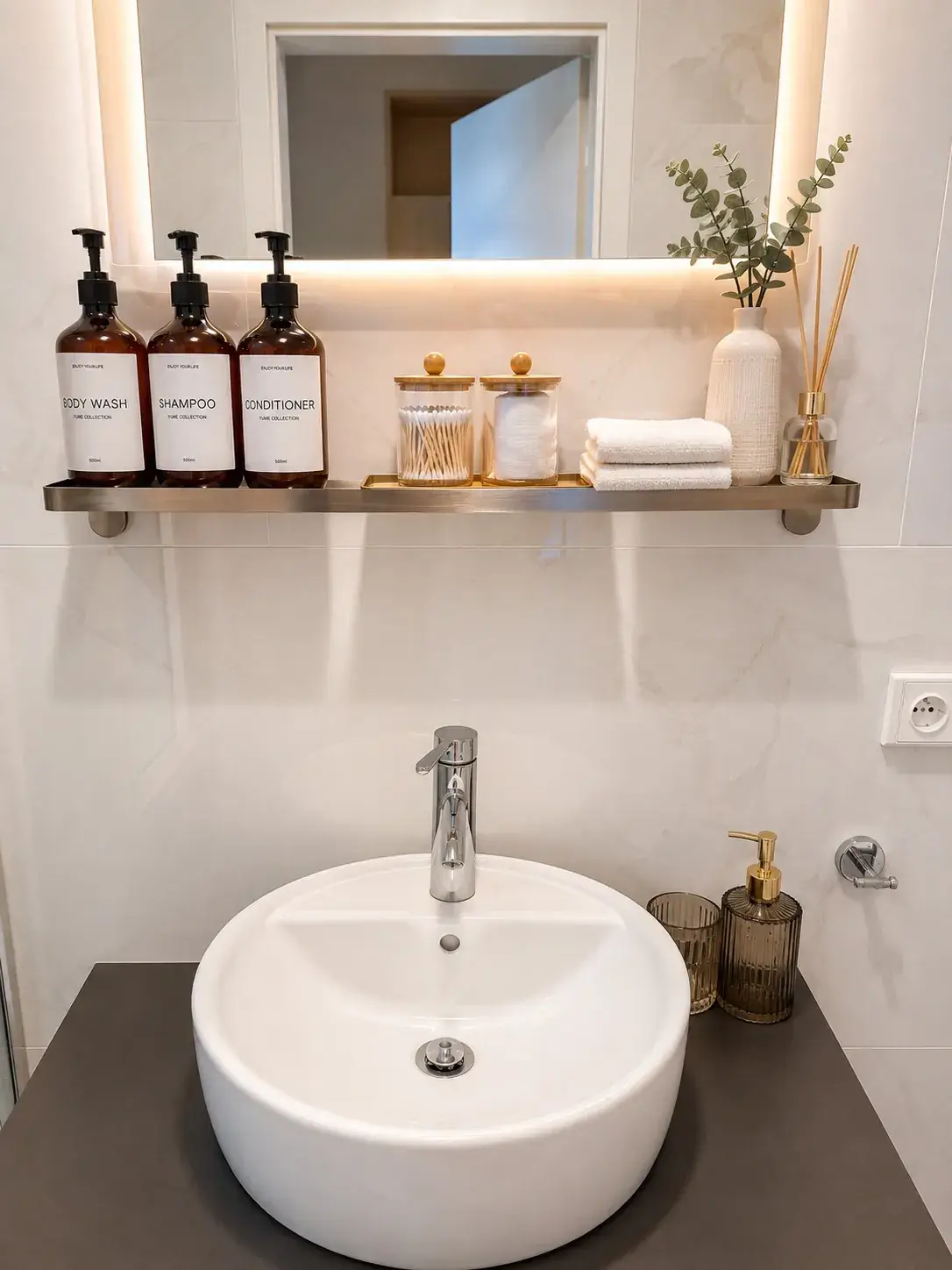 Bathroom washbasin with toiletries